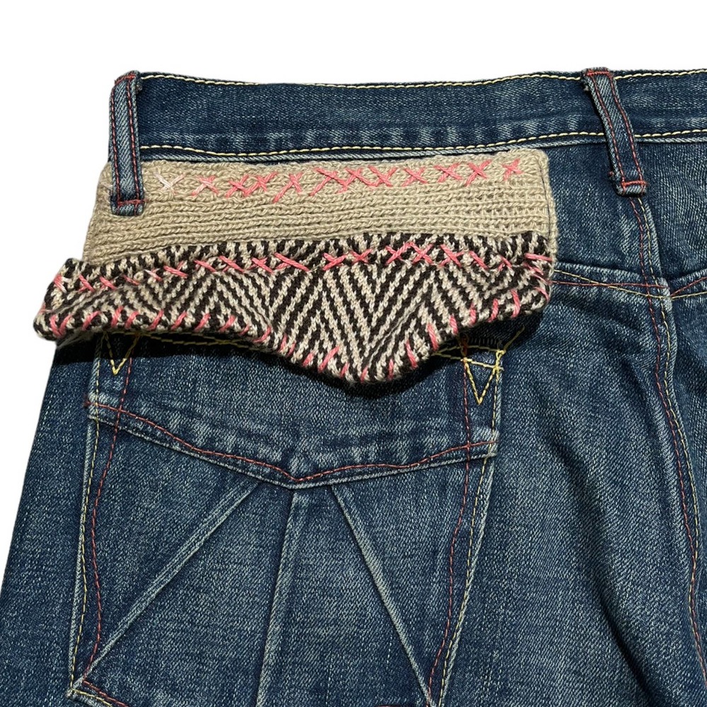 Patchwork Knit Panel Denim - image 6